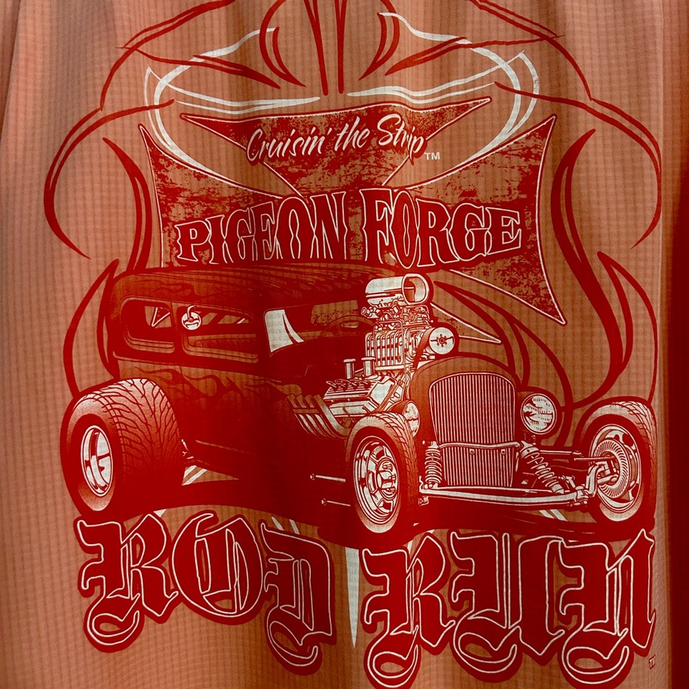 Pigeon Forge Rod Run Graphic Men's Shirt - Orange/Peach